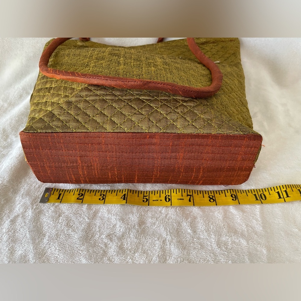 Vintage silk shoulder handbag with zipper boho - Picture 8 of 8